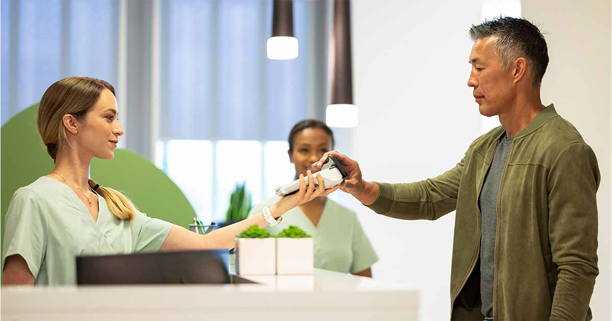 Patient paying for medical services using a card