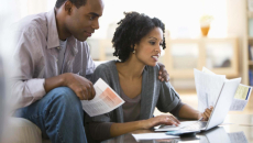 Couple going over bills