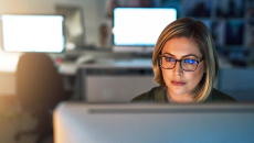 Worker on computer