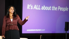 Rachini Moosavi, chief analytics officer for UNC Health, speakers at the AI Leadership Strategy Summit in Chicago on Thursday.