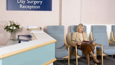 Woman in day surgery waiting room