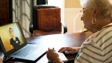 Senior woman on a telehealth call