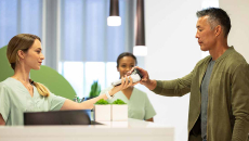Patient paying for medical services using a card