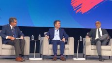 Dr. Hal Baker, HIMSS board member and moderator, AMA Executive VP and CEO John Whyte and Micky Tripathi, chief AI Implementation Officer, Mayo Clinic