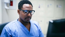 Clinician at computer