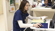 Healthcare professional at hospital station