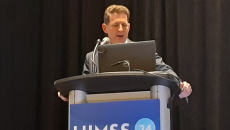 Eyal Zimlichman, chief transformation officer and chief innovation officer at Sheba Medical Center, speaks Monday at the HIMSS24 conference in Orlando.