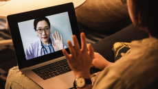 A telehealth visit via laptop
