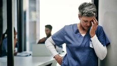 Upset medical professional