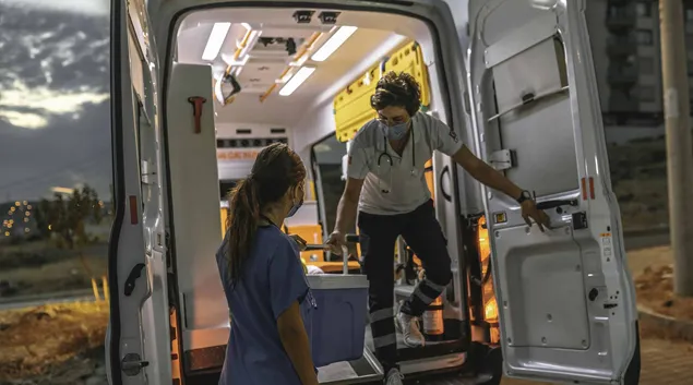 Organ being transported via ambulance