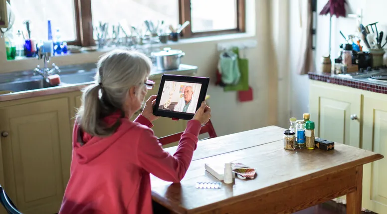 Woman on telehealth call