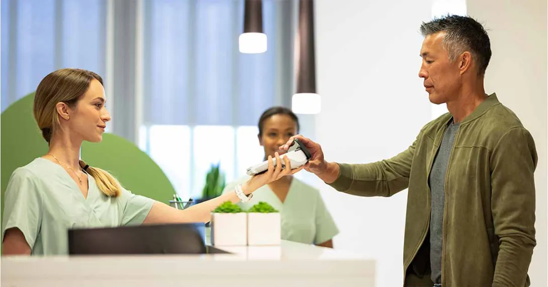 Patient paying for medical services using a card