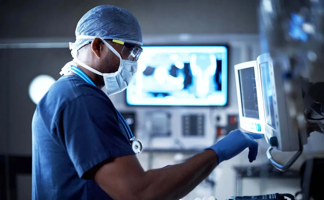 Surgeon looking at a monitor
