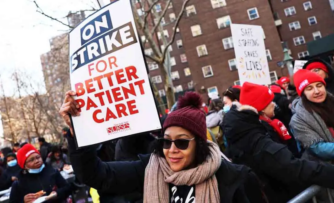 Nurses strike in New York on January 12, 2026