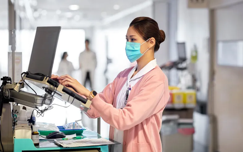Nurse at computer