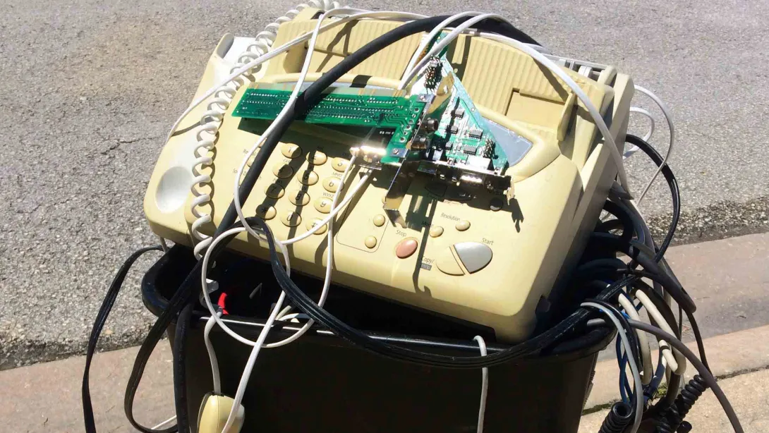 Fax machine in trash