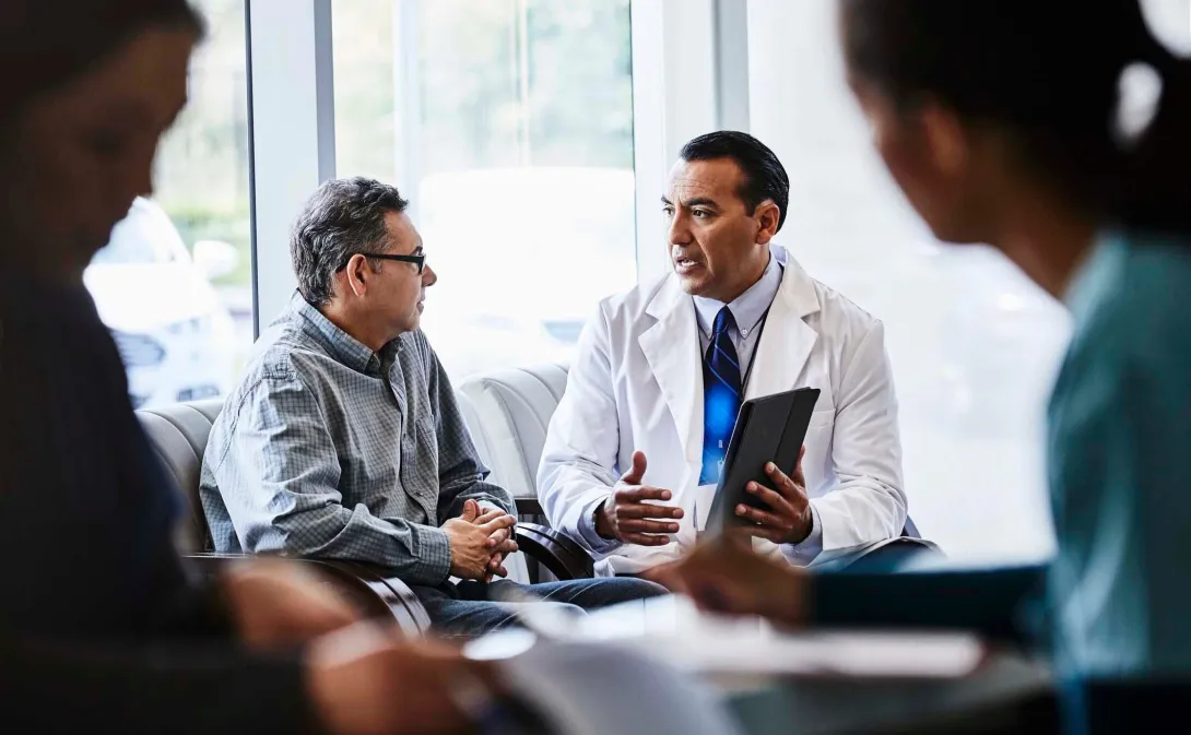 Doctor in discussion