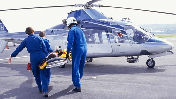 Air ambulance in progress