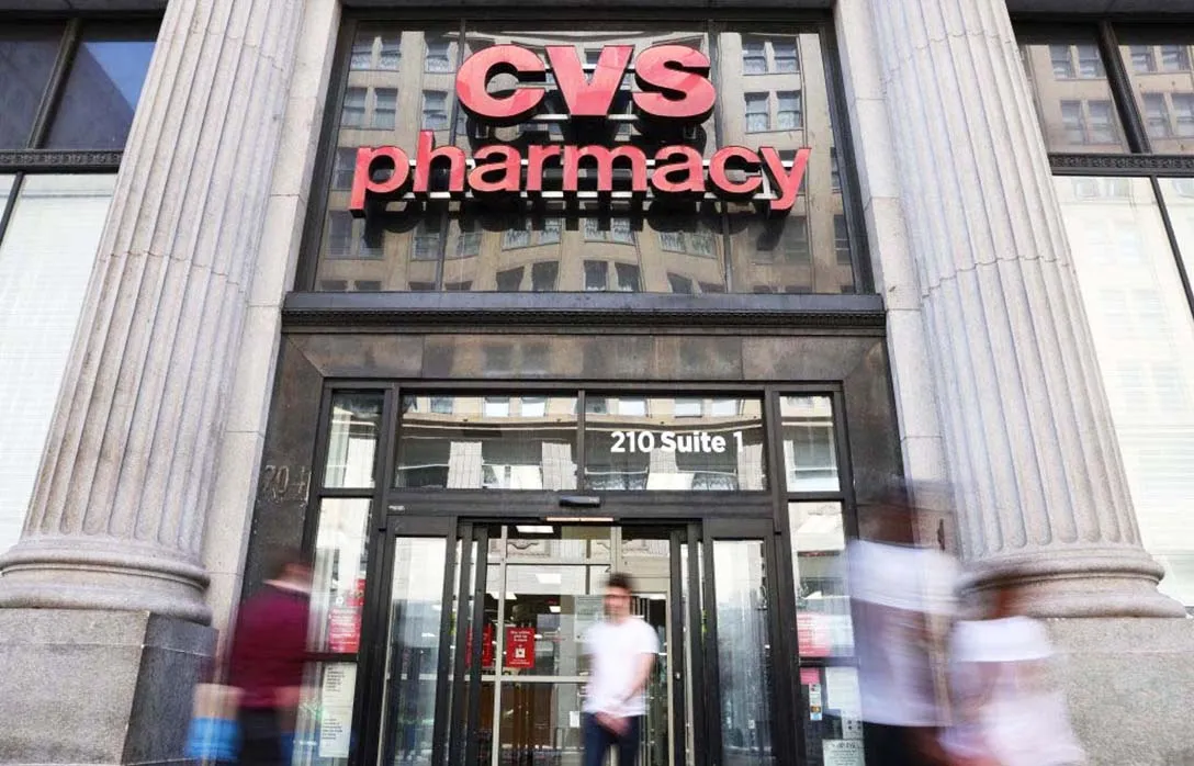 CVS store entrance inside columns