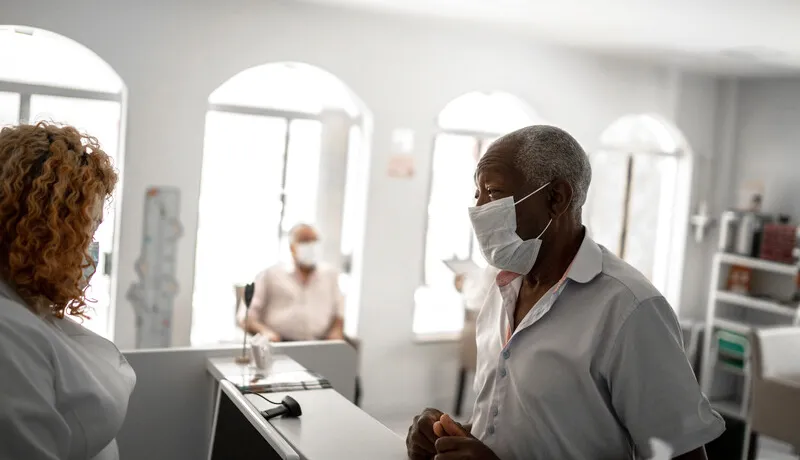 People at clinic desk