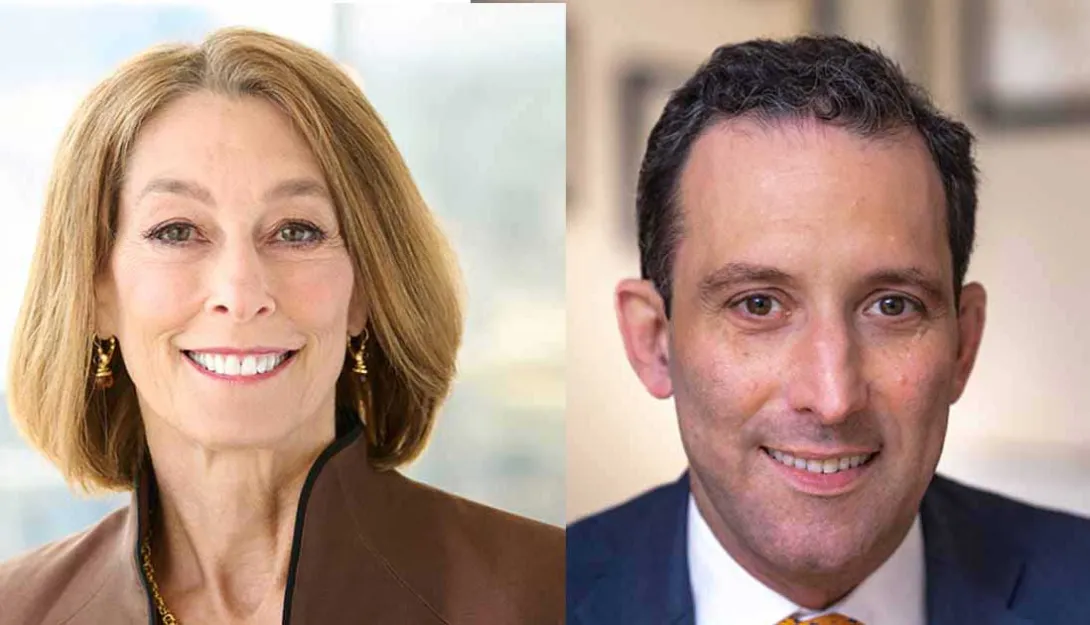 Dana-Farber Cancer Institute president and CEO Dr. Laurie H. Glimcher, left, and Dr. Benjamin Levine Ebert, chair of the Department of Medical Oncology, right