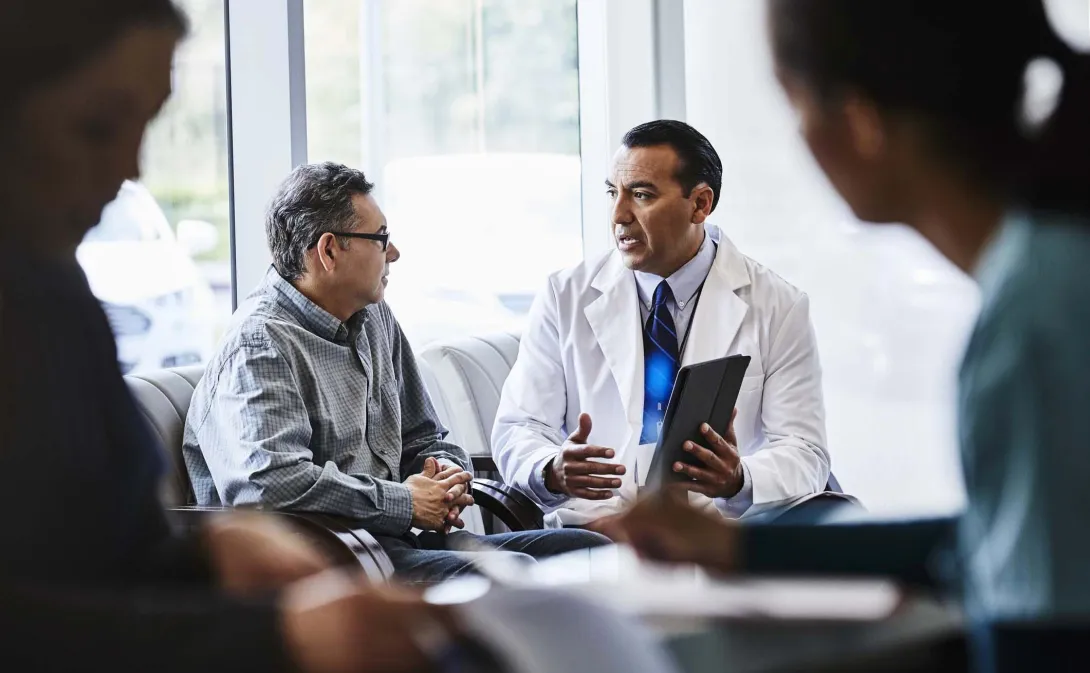 Doctor in discussion