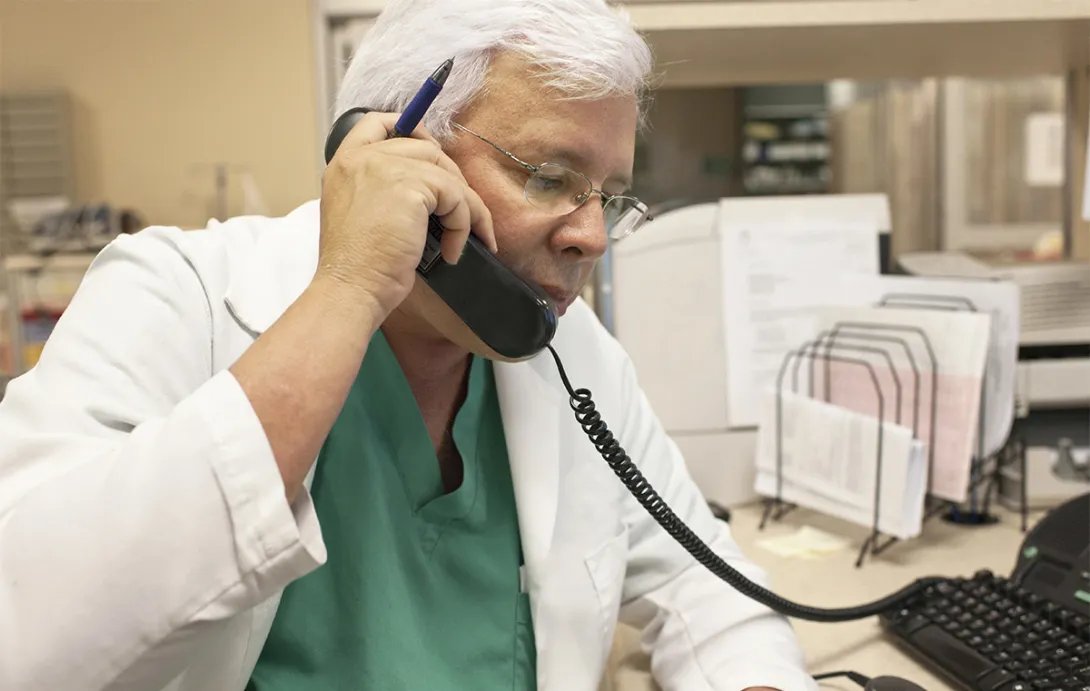 Doctor on phone
