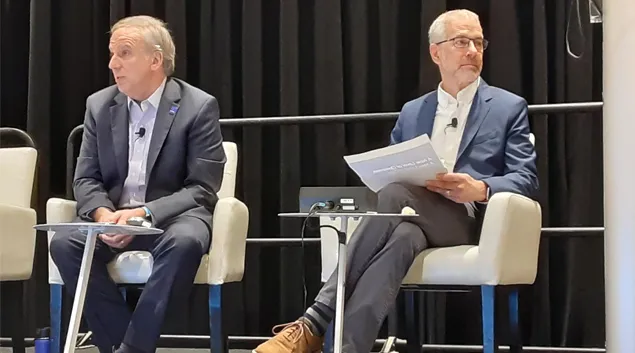 Jeff Coughlin, senior government relations director at HIMSS and Dr. Steven Lane, clinical informatics director at the Sutter Health Palo Alto Medical Foundation