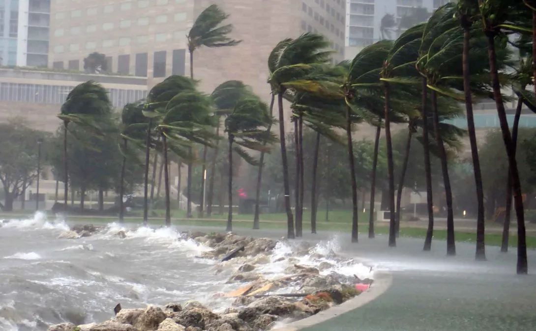 Hurricane hitting coast