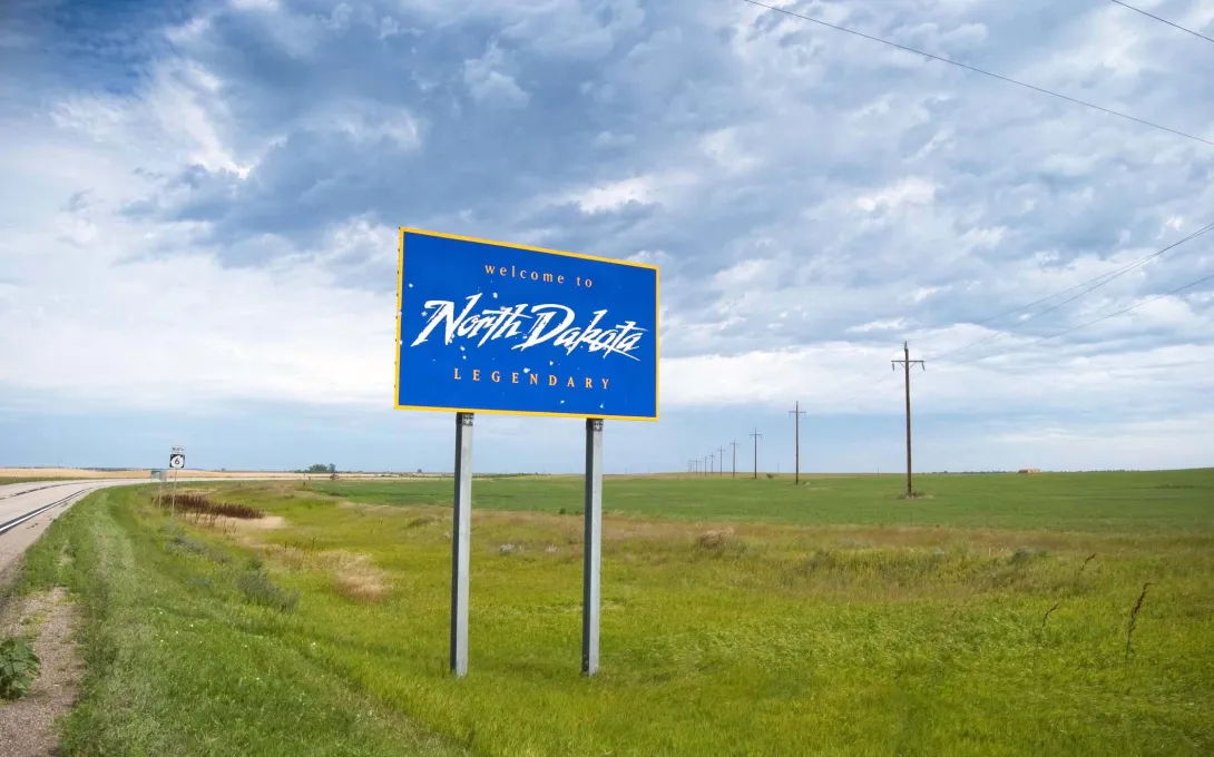 Welcome to North Dakota highway sign