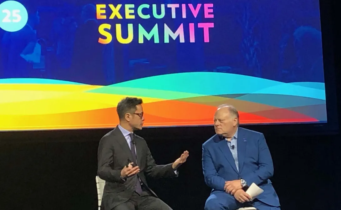 HIMSS President and CEO Hal Wolf and Pierre Le Manh, president and CEO of PMI, at the HIMSS25 Executive Summit.