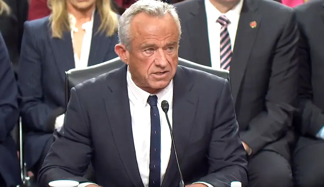 RFK Jr. appears before the Senate Finance Committee in February on his nomination as HHS secretary.