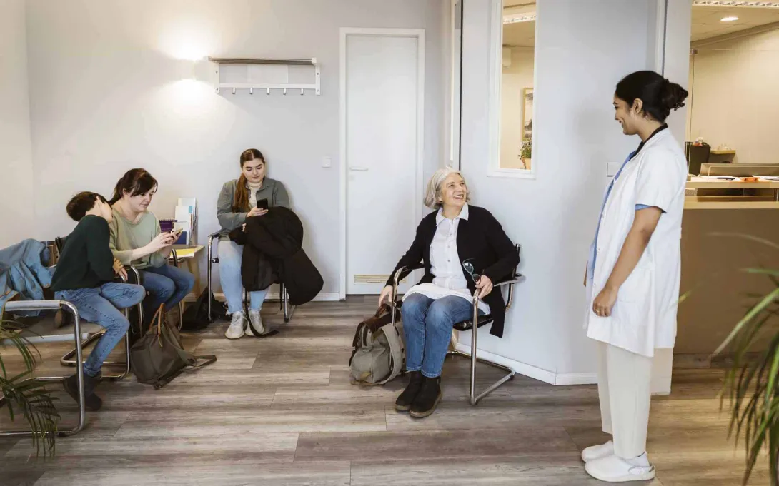 Waiting room and nurse