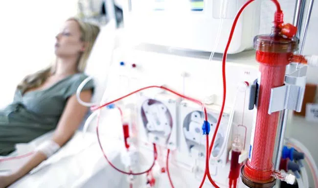 Someone on a dialysis machine