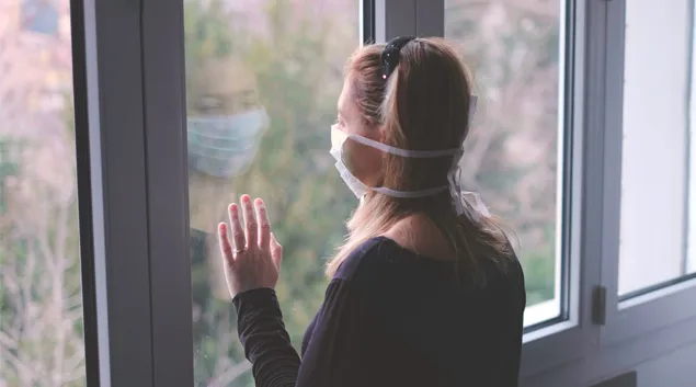 Patient wearing a mask