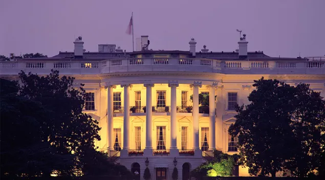 The White House at night